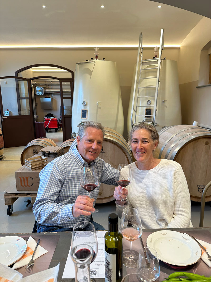 A couple enjoying a wine tasting