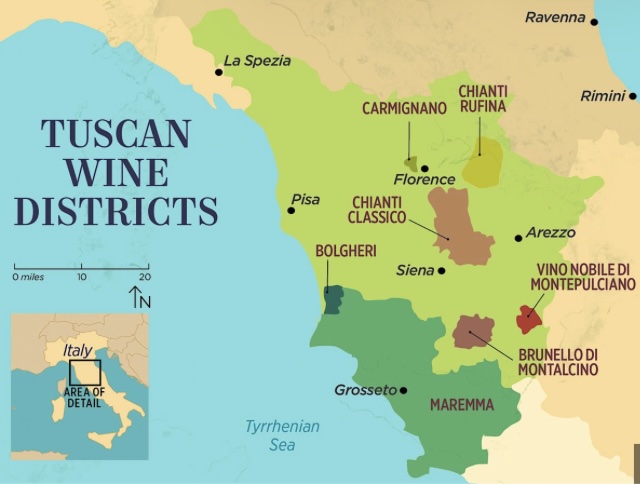 Tuscan Wine Districts map